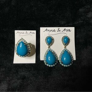 Anna & Ava Blue Teardrop Earrings and Ring Set